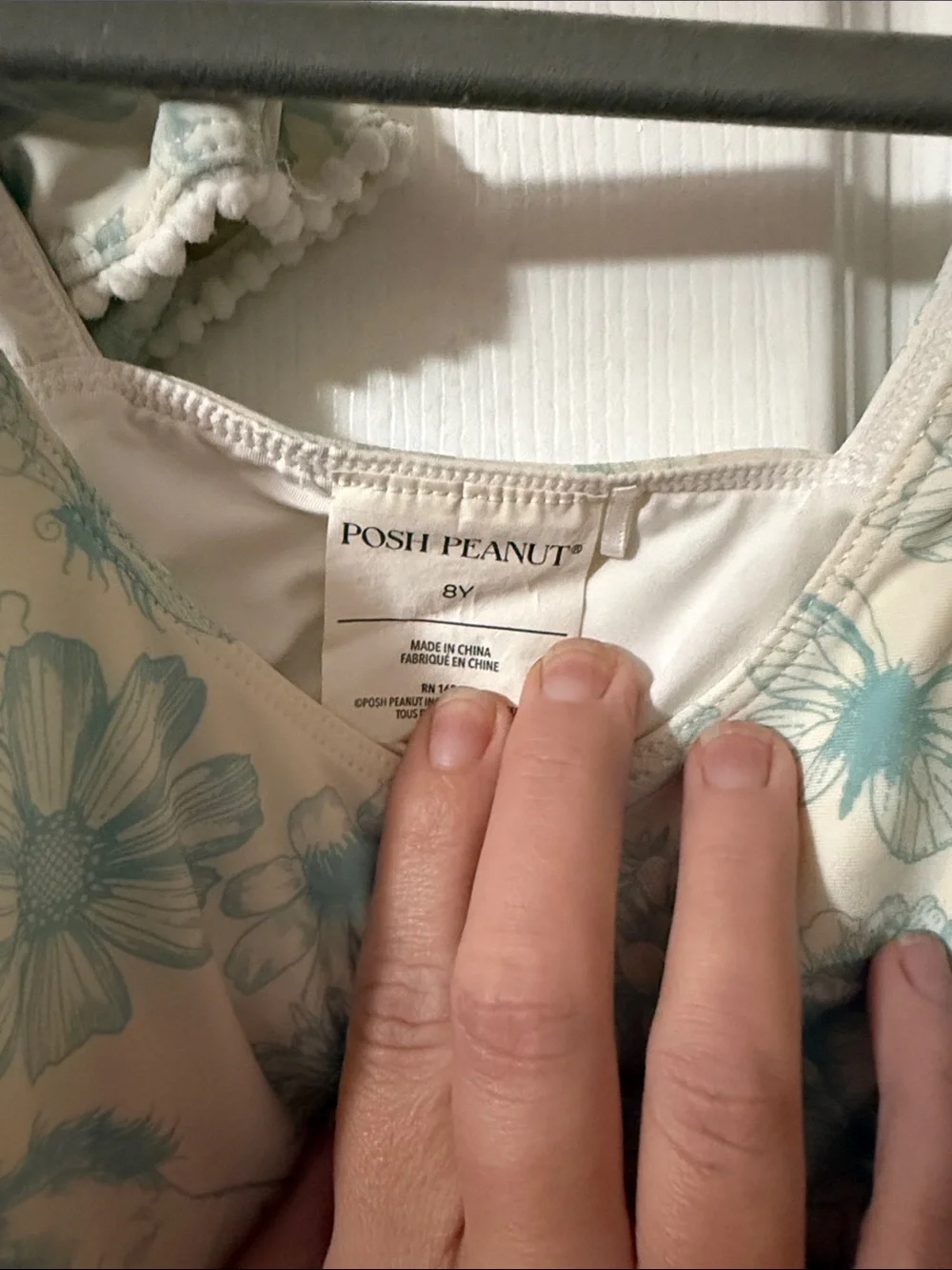 Posh Peanut White and Light Blue Floral Tank Top